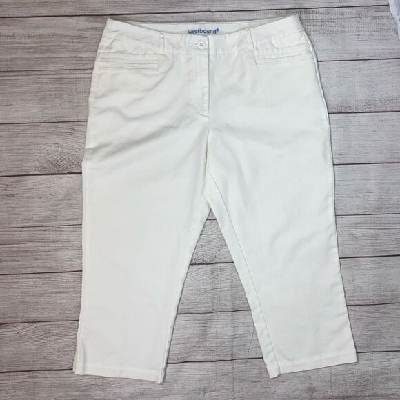westbound new with tags cotton blend stretch capri pants white sz 14 women - Picture 1 of 11